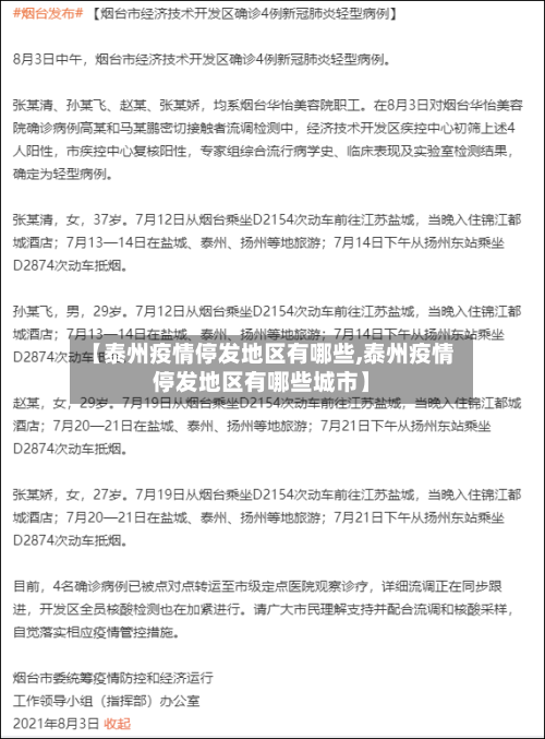 【泰州疫情停发地区有哪些,泰州疫情停发地区有哪些城市】-第2张图片