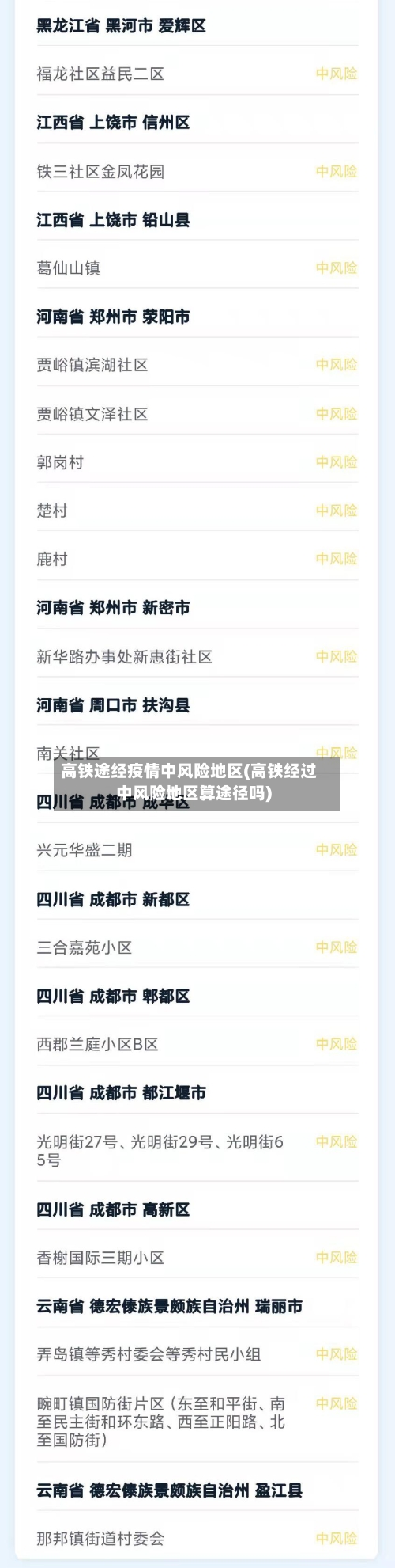 高铁途经疫情中风险地区(高铁经过中风险地区算途径吗)-第1张图片